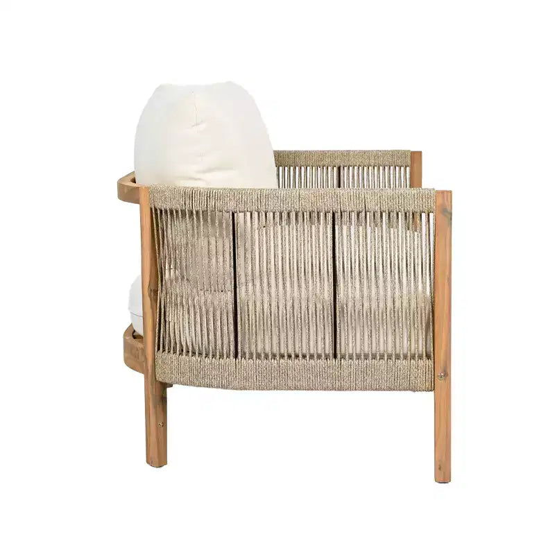 Christopher Knight Home Naveed Ensemble de 5 pièces de salon de jardin en bois d'acacia tressé avec coussins