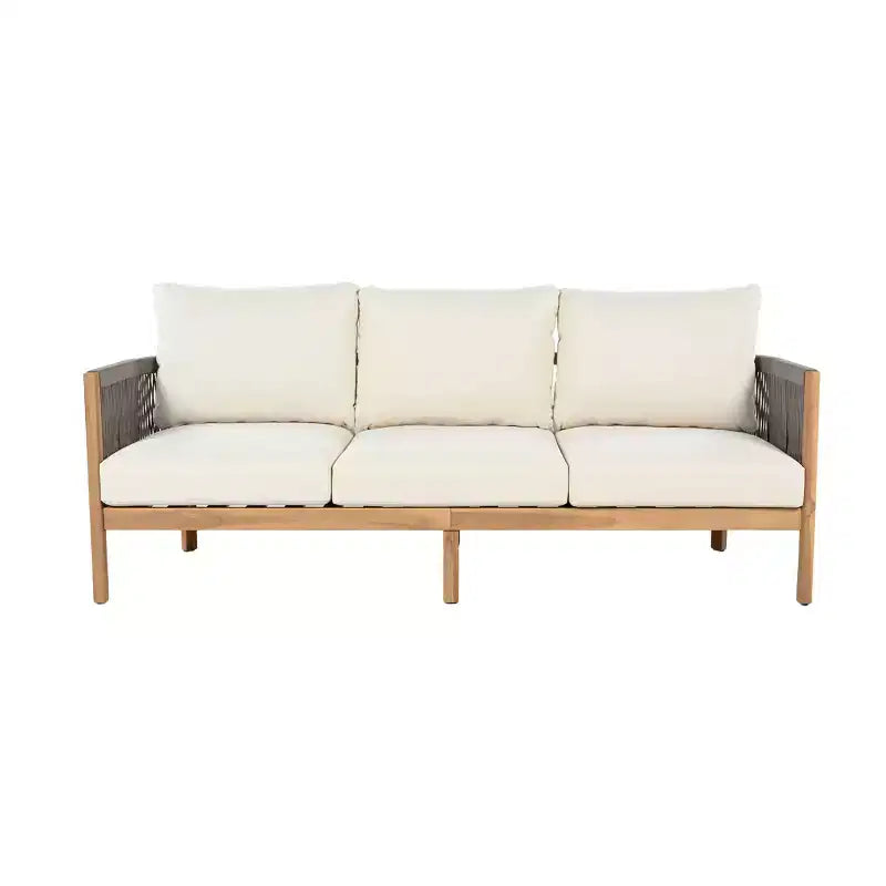 Christopher Knight Home Naveed Ensemble de 5 pièces de salon de jardin en bois d'acacia tressé avec coussins