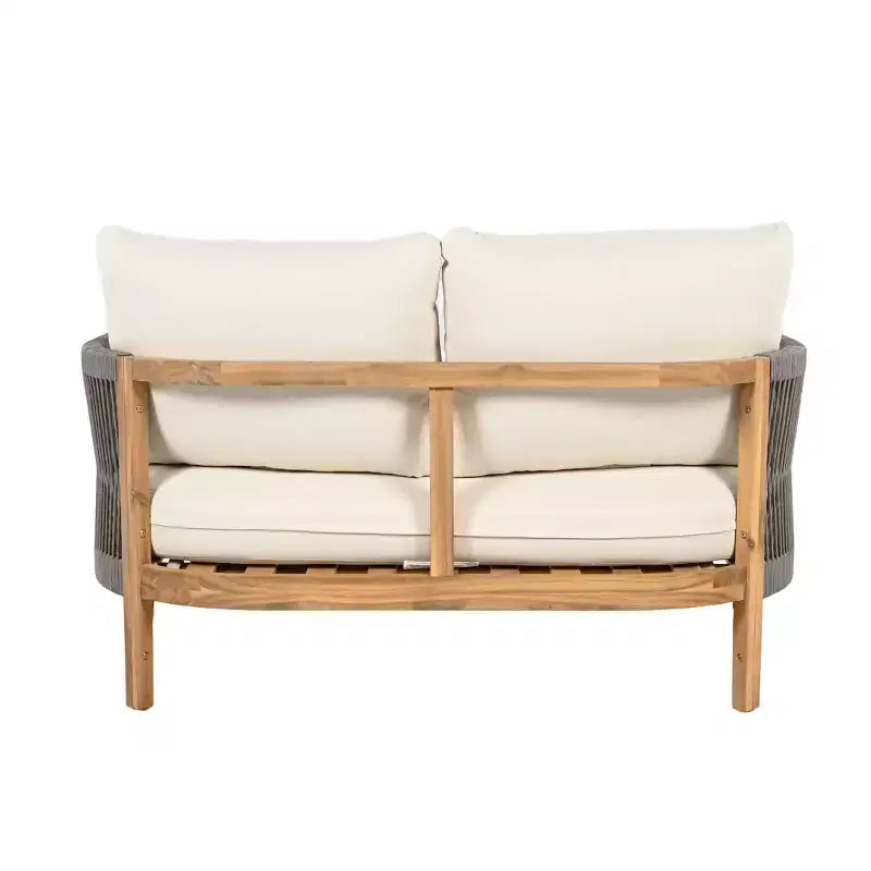 Christopher Knight Home Naveed Ensemble de 5 pièces de salon de jardin en bois d'acacia tressé avec coussins