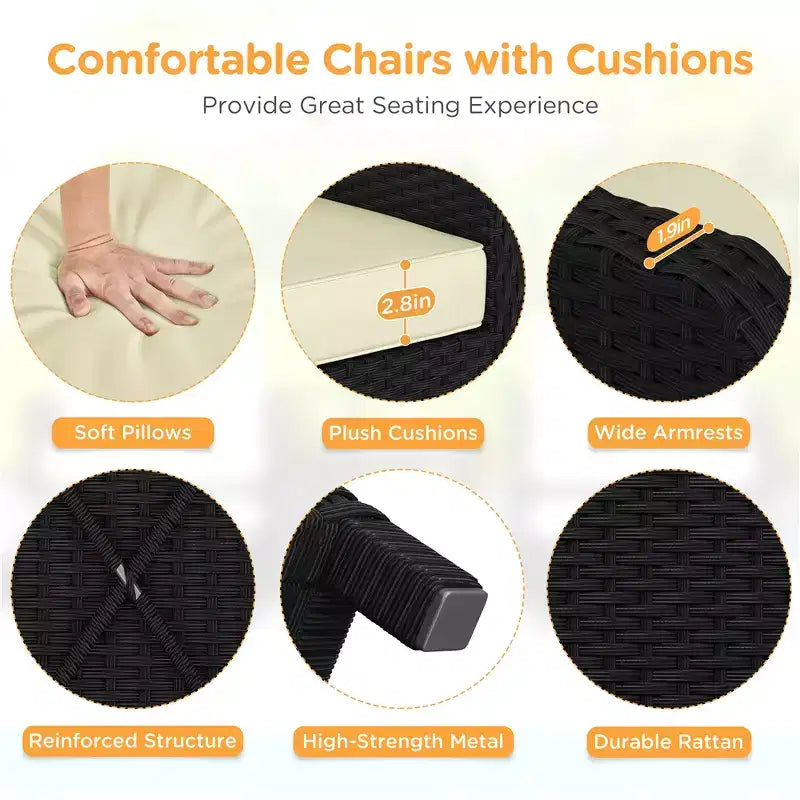 Ensemble de meubles de patio Yaheetech 5 pièces avec coussins et oreillers pour jardin, porche, patio