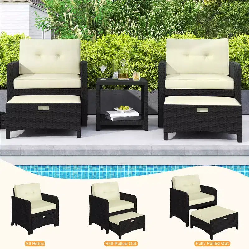 Ensemble de meubles de patio Yaheetech 5 pièces avec coussins et oreillers pour jardin, porche, patio