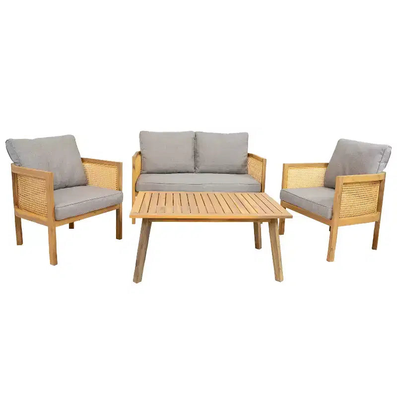 Sunnydaze Sanibel 4-Piece Patio Conversation Set - Gray
