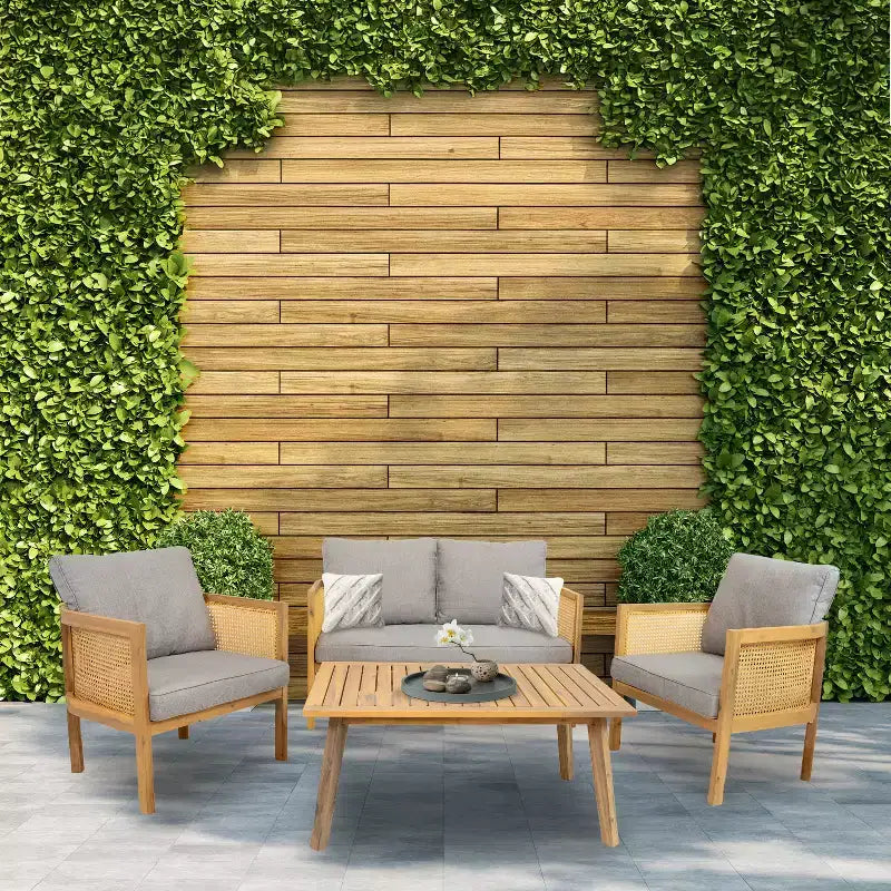 Sunnydaze Sanibel - Ensemble de conversation 4 pièces pour patio - Gris