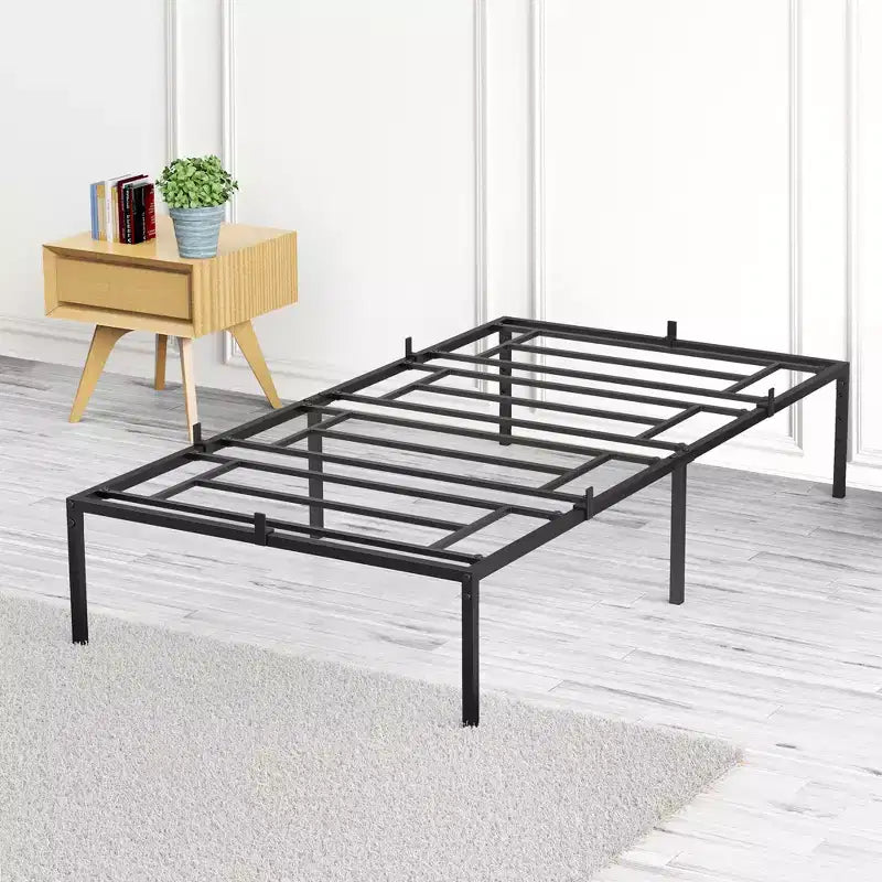Bed Frame Heavy Duty Steel Slat Mattress Foundation No Box Spring Needed Easy To Assemble Noise Free
