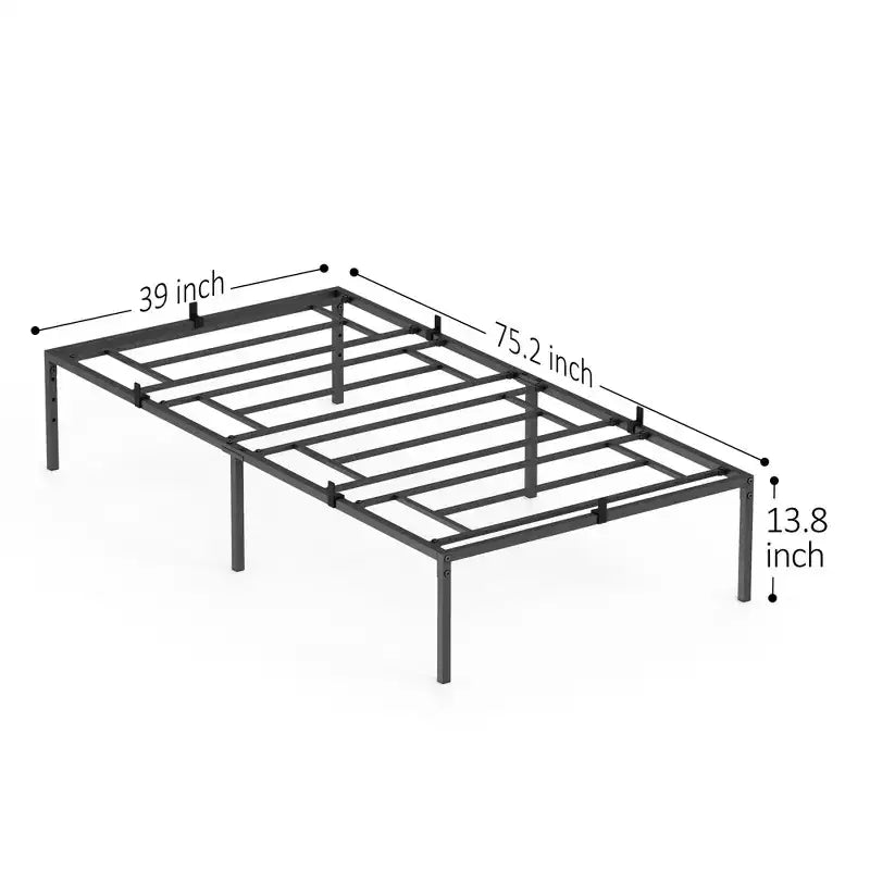 Bed Frame Heavy Duty Steel Slat Mattress Foundation No Box Spring Needed Easy To Assemble Noise Free