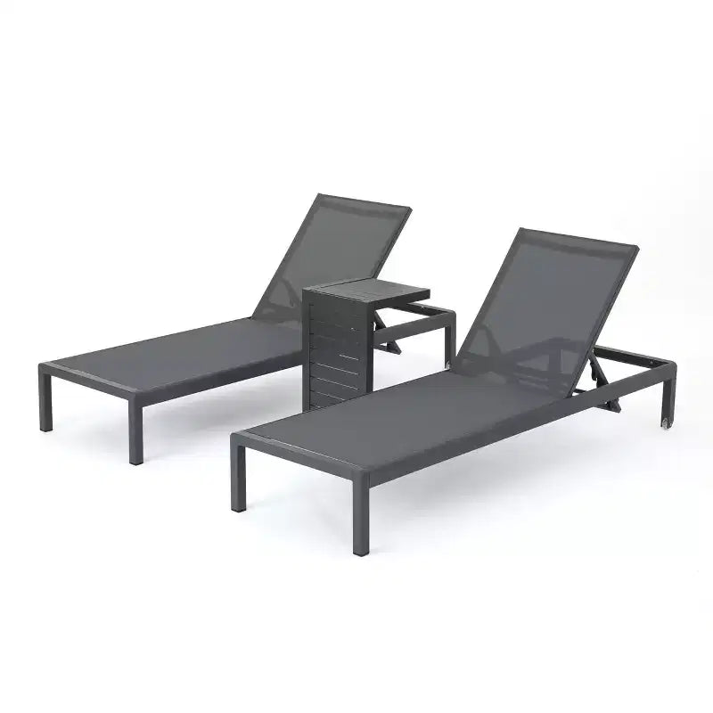 Christopher Knight Home Cape Coral Salon extérieur 3 pièces avec chaise longue, en maille et aluminium