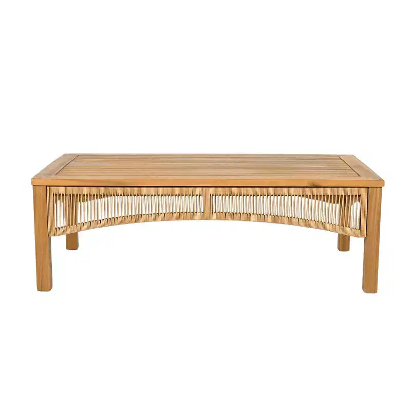 Christopher Knight Home Doretta Ensemble de sièges d'extérieur 5 places en forme de L en bois d'acacia et rotin avec coussins