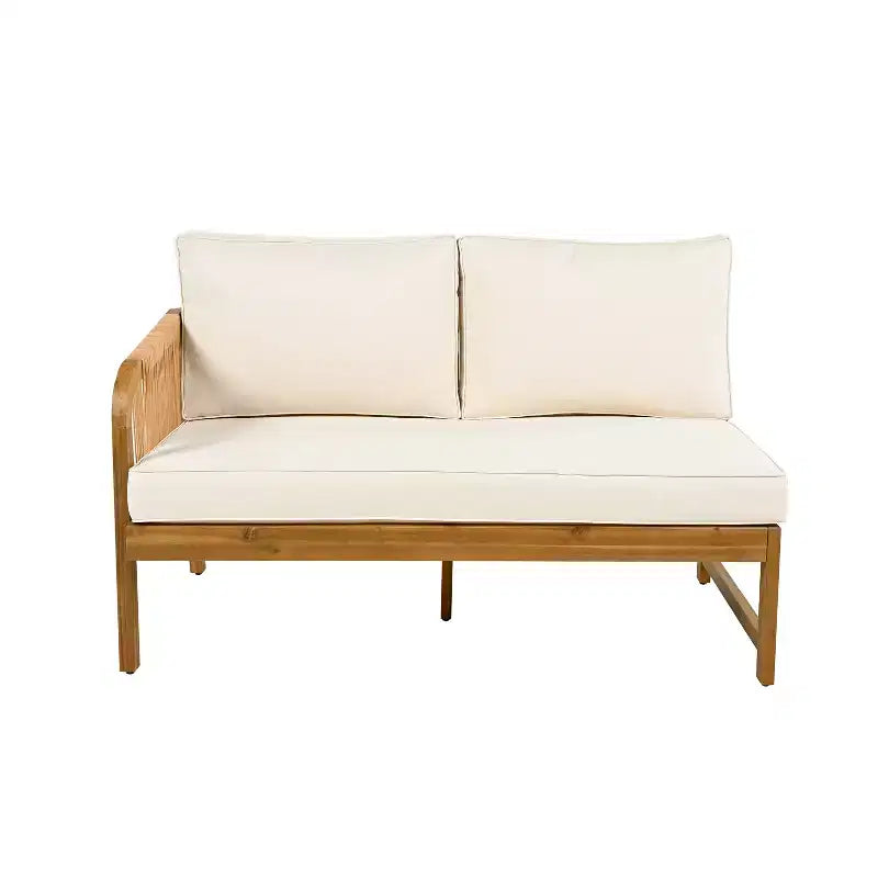 Christopher Knight Home Doretta Ensemble de sièges d'extérieur 5 places en forme de L en bois d'acacia et rotin avec coussins