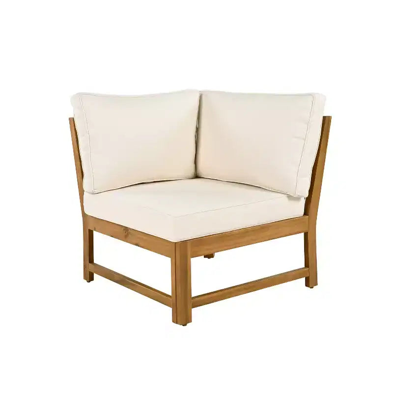Christopher Knight Home Doretta Ensemble de sièges d'extérieur 5 places en forme de L en bois d'acacia et rotin avec coussins