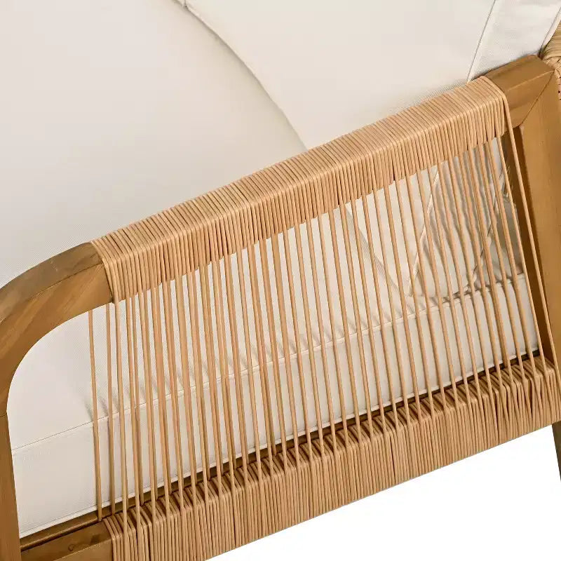 Christopher Knight Home Doretta Ensemble de sièges d'extérieur 5 places en forme de L en bois d'acacia et rotin avec coussins