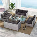 Costway 5/10 PCS Outdoor Patio Sectional Sofa Couch PE Rattan Conversation Set Black/Gray