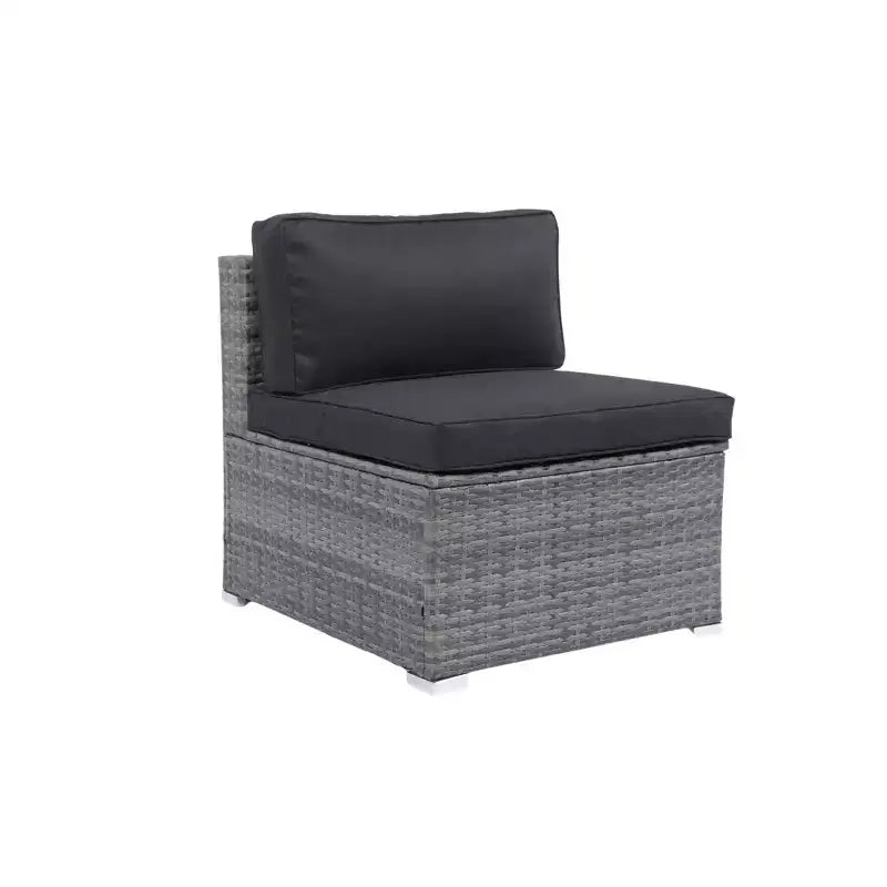 Ensemble de canapé d'angle de jardin 7 places en rotin Whisen avec auvent rétractable et coussins lavables