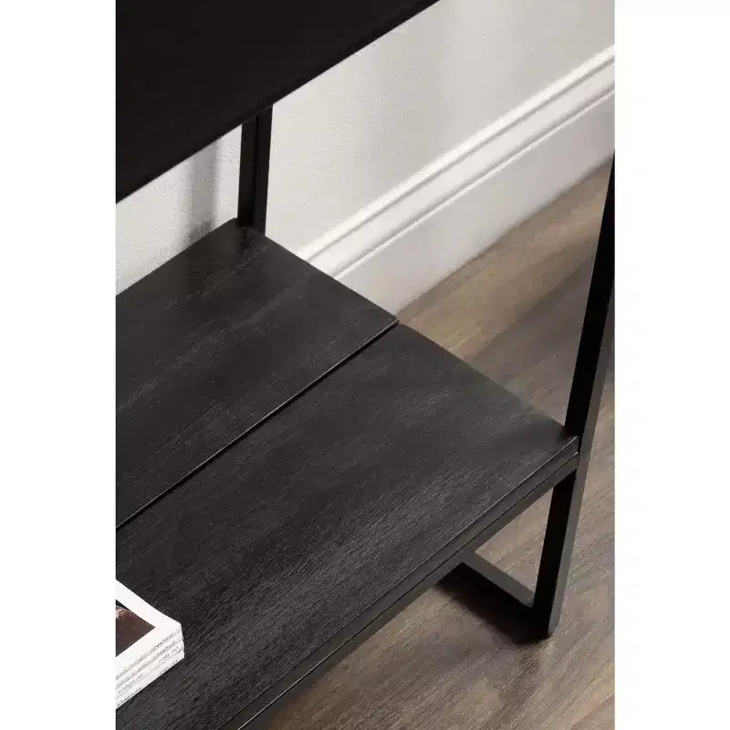 Wood and Metal Console Table, 36"x13"x31", Black, Modern Entryway or Sofa Table