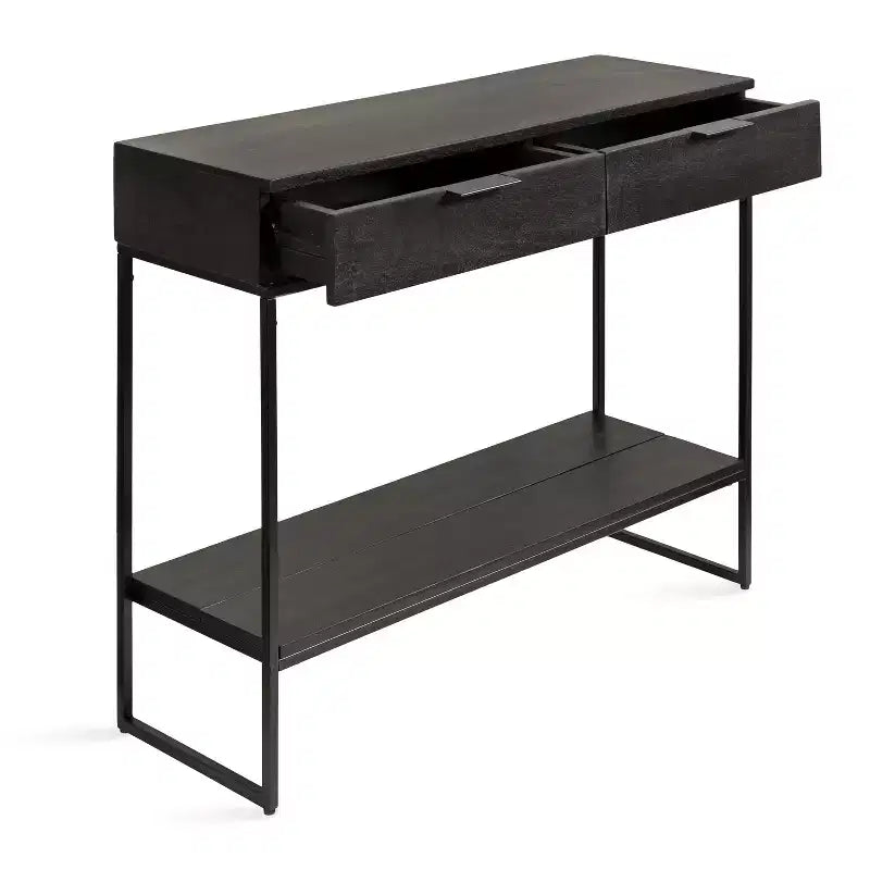 Wood and Metal Console Table, 36"x13"x31", Black, Modern Entryway or Sofa Table