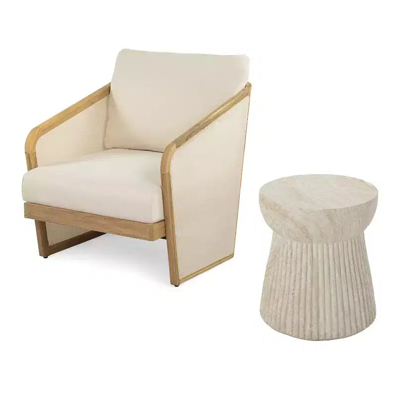 Christopher Knight Home Tito - Ensemble de sièges d'extérieur 2 pièces en bois d'acacia et béton avec table d'appoint