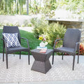 Christopher Knight Home Riley Outdoor Wicker 3 Piece Stacking Chair Chat Set, Multibrown