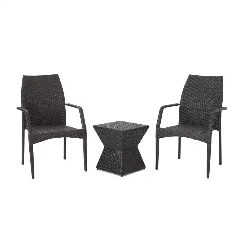 Christopher Knight Home Riley Ensemble de conversation 3 pièces empilables en osier tressé, marron foncé