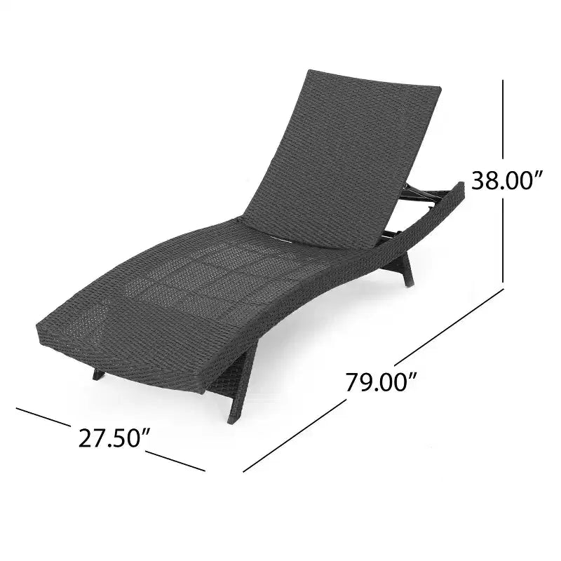 Christopher Knight Home Pacific Ensemble de conversation extérieur 3 pièces en osier avec chaises longues sans accoudodoirs réglables