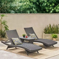 Christopher Knight Home Pacific Outdoor Wicker 3 Piece Armless Adjustable Chaise Lounge Chat Set