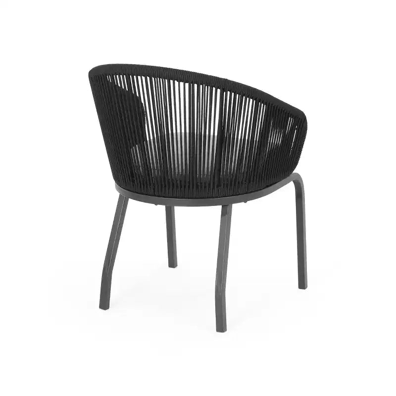Christopher Knight Home Boynton Ensemble de conversation 3 pièces d'extérieur en corde et fer avec coussin, Noir/Gris