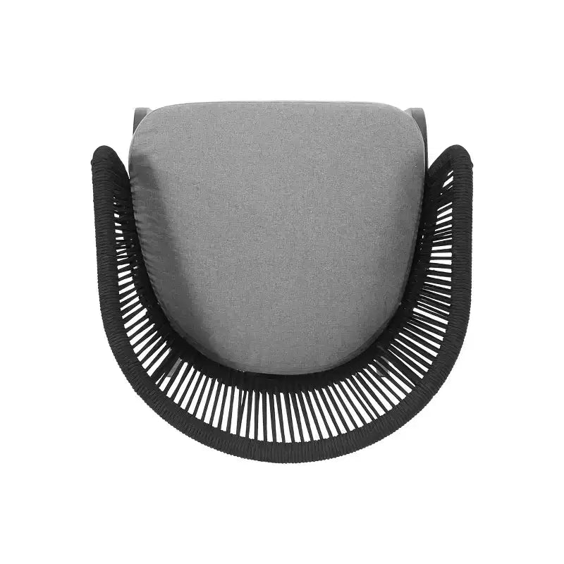 Christopher Knight Home Boynton Ensemble de conversation 3 pièces d'extérieur en corde et fer avec coussin, Noir/Gris