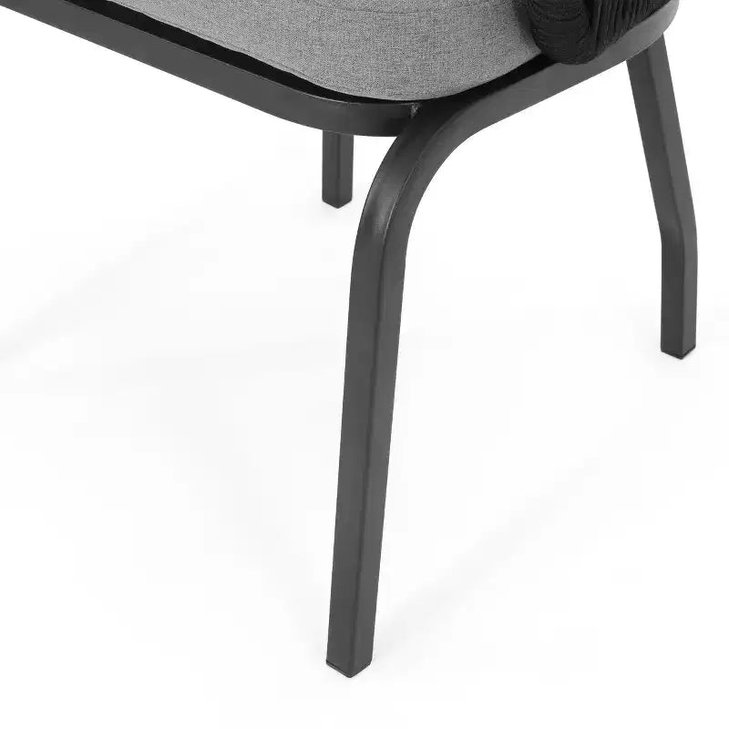 Christopher Knight Home Boynton Ensemble de conversation 3 pièces d'extérieur en corde et fer avec coussin, Noir/Gris