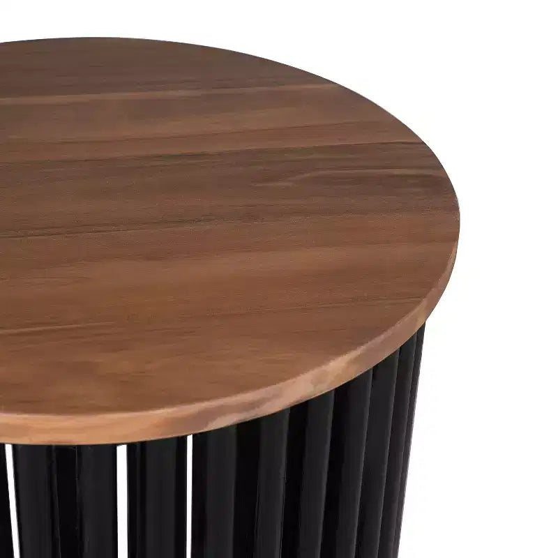 17.5" Round Acacia Wood Handcrafted Side Table, Natural Finish, Living Room or Bedroom Accent