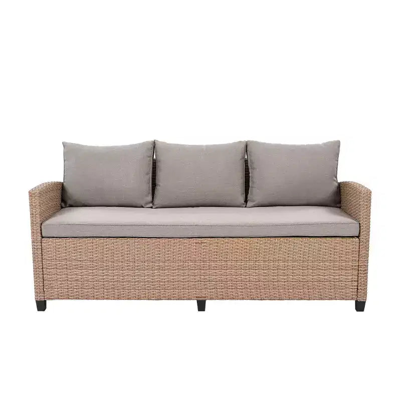 Chic Crate – Salon de jardin rustique en osier 6 pièces avec canapé, chaises et table en rotin | Finition naturelle | Multi-pièces