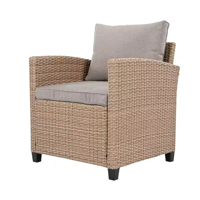 Chic Crate – Salon de jardin rustique en osier 6 pièces avec canapé, chaises et table en rotin | Finition naturelle | Multi-pièces