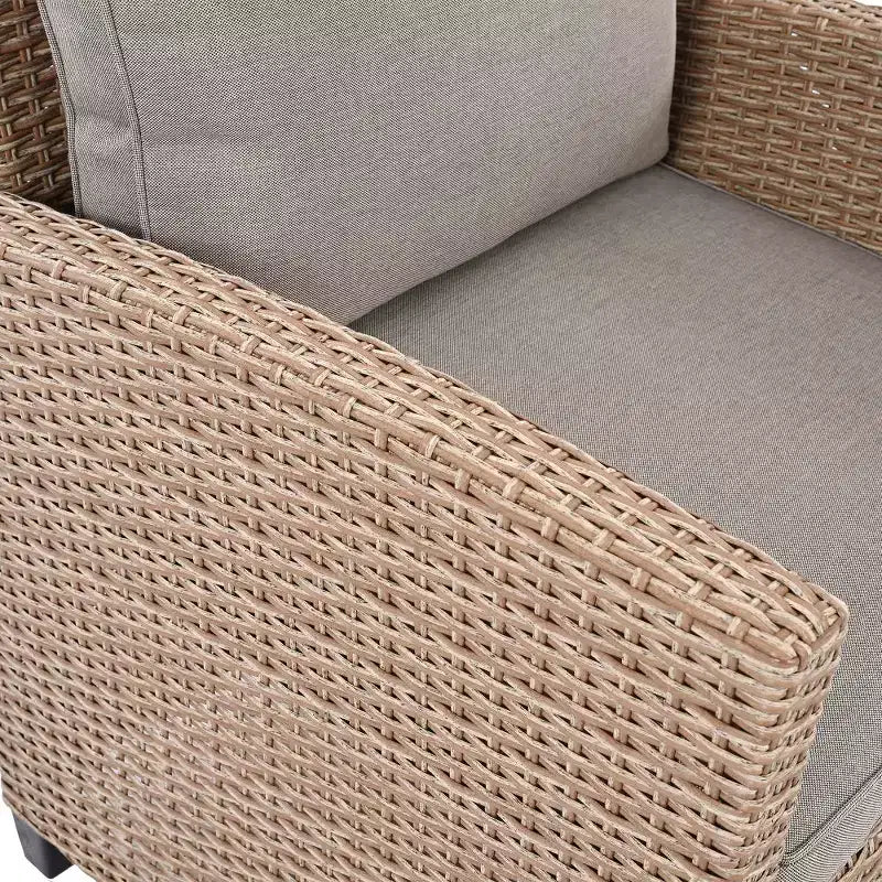 Chic Crate – Salon de jardin rustique en osier 6 pièces avec canapé, chaises et table en rotin | Finition naturelle | Multi-pièces