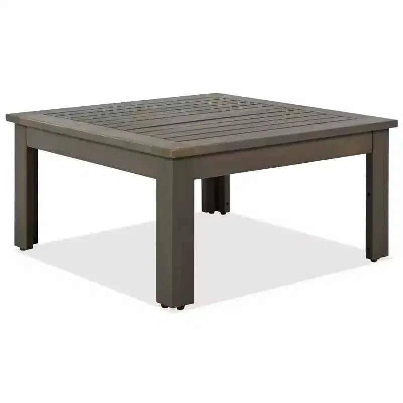 Ensemble de canapé d'extérieur 4 pièces en bois d'acacia avec accoudoirs en maille tressée, salon de jardin en forme de L avec table basse et table d'appoint - ModernLuxe