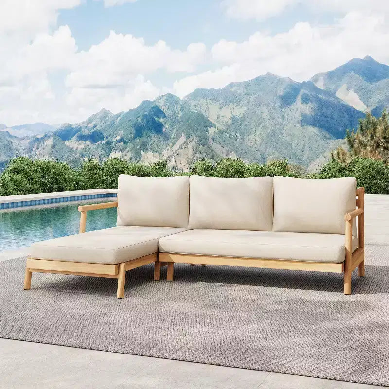 Christopher Knight Home Shane Canapé deux places et chaise longue en bois d'acacia rustique pour extérieur