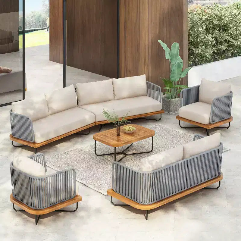 Christopher Knight Home Foisy Outdoor Metal 8-Seater Chat Set with Rope Woven