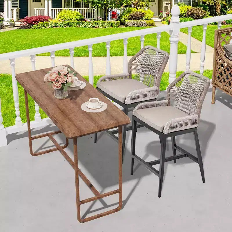 Tabourets de bar hauteur comptoir, lot de 2 - Tabourets de bar en rotin de 63 cm de haut, chaises de salle à manger avec dossier, tabourets de bar de patio modernes avec dossier et accoudoirs