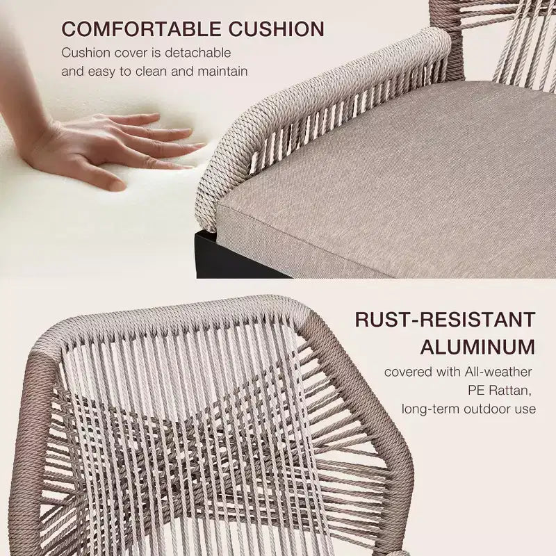 Tabourets de bar hauteur comptoir, lot de 2 - Tabourets de bar en rotin de 63 cm de haut, chaises de salle à manger avec dossier, tabourets de bar de patio modernes avec dossier et accoudoirs