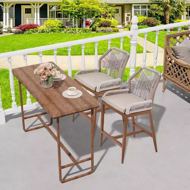 Tabourets de bar hauteur comptoir, lot de 2 - Tabourets de bar en rotin de 63 cm de haut, chaises de salle à manger avec dossier, tabourets de bar de patio modernes avec dossier et accoudoirs