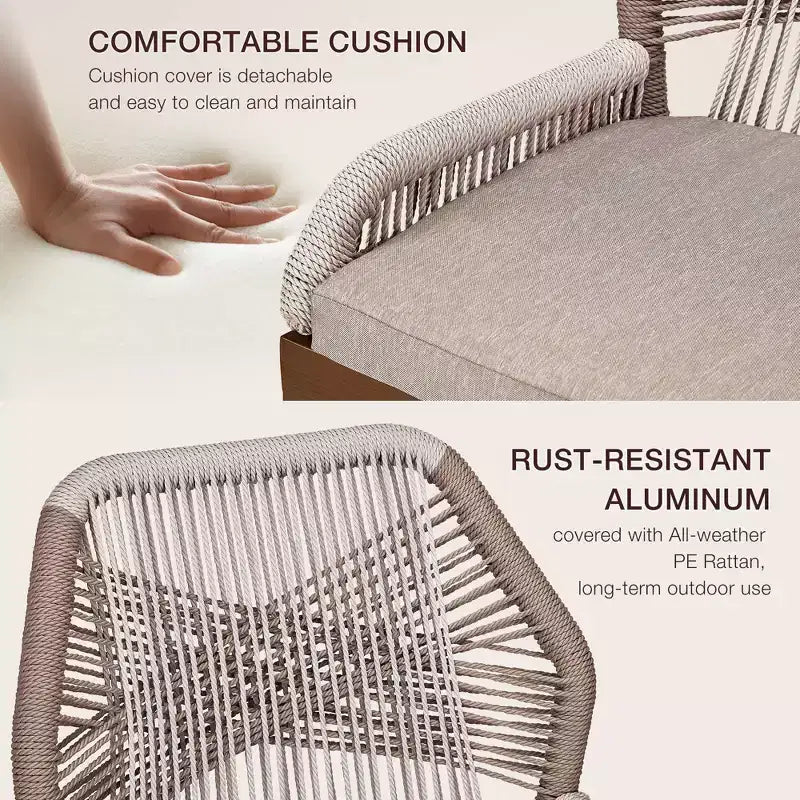 Tabourets de bar hauteur comptoir, lot de 2 - Tabourets de bar en rotin de 63 cm de haut, chaises de salle à manger avec dossier, tabourets de bar de patio modernes avec dossier et accoudoirs