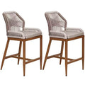 Counter Height Bar Stools Set of 2 - 24.8 H Rattan Bar Stools, Home Back Dining Chair, Modern Patio Bar Stools with Backrest and Arm