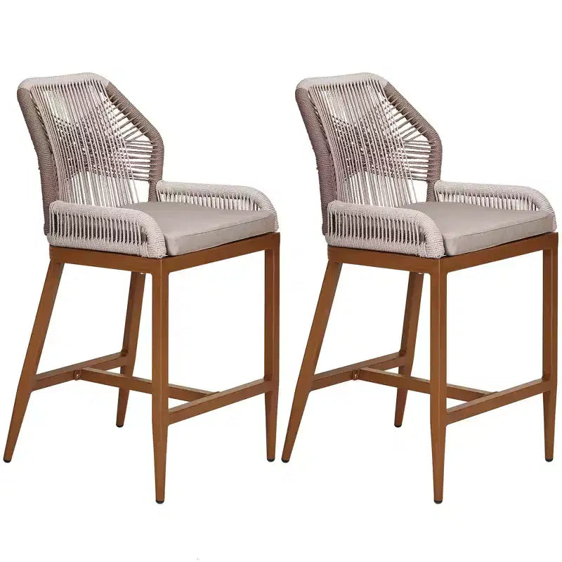Counter Height Bar Stools Set of 2 - 24.8 H Rattan Bar Stools, Home Back Dining Chair, Modern Patio Bar Stools with Backrest and Arm