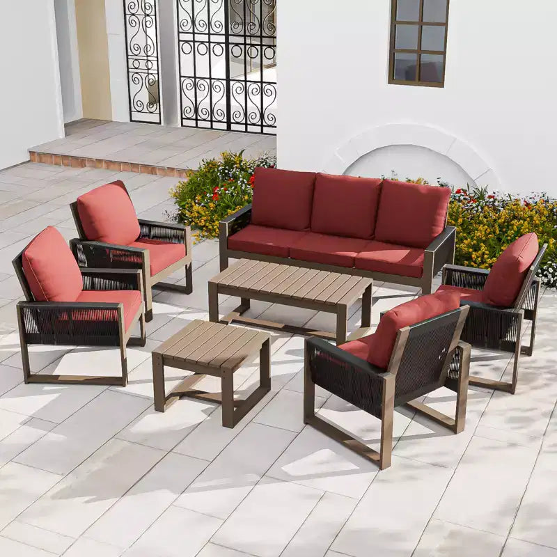EAGLE PEAK Ensemble de conversation en cèdre naturel, mobilier de jardin avec table basse et table d'appoint