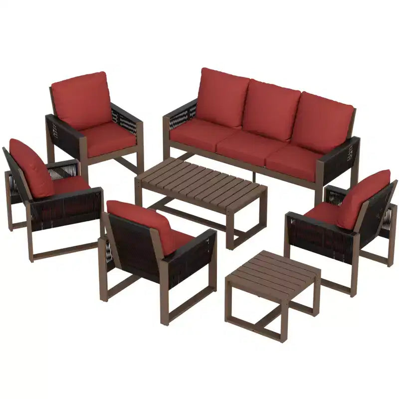 EAGLE PEAK Ensemble de conversation en cèdre naturel, mobilier de jardin avec table basse et table d'appoint