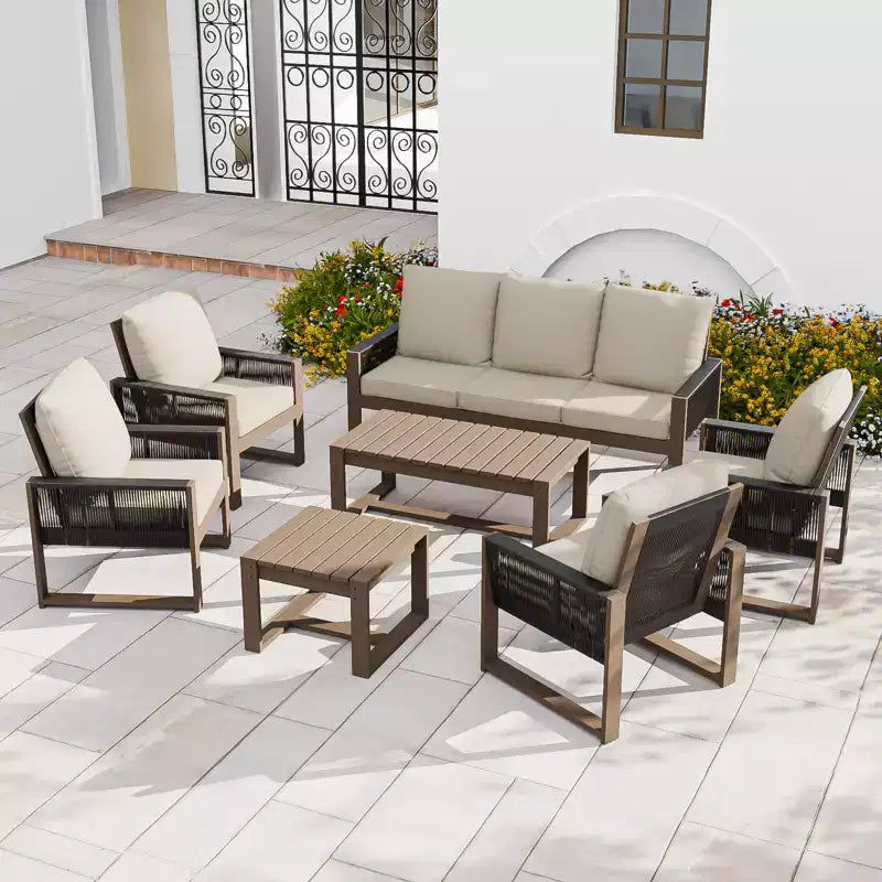 EAGLE PEAK Ensemble de conversation en cèdre naturel, mobilier de jardin avec table basse et table d'appoint