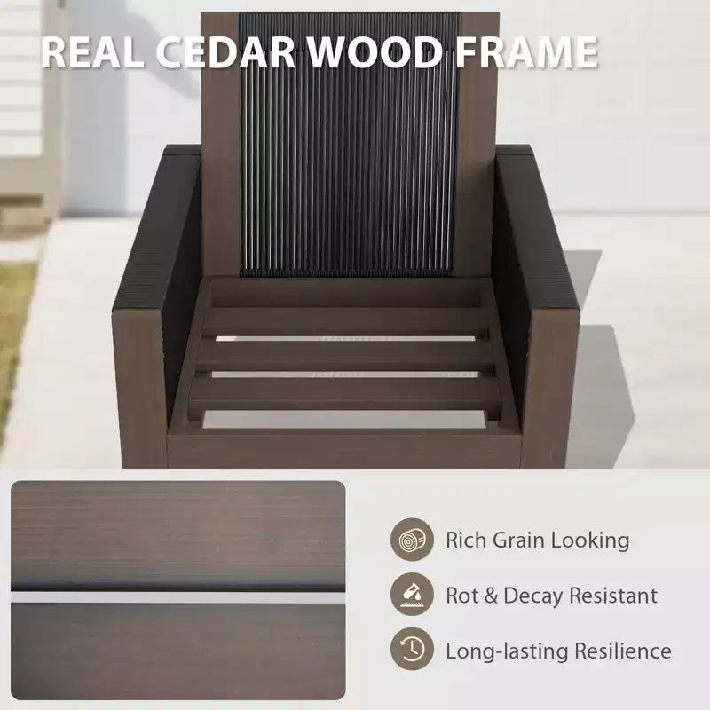 EAGLE PEAK Ensemble de conversation en cèdre naturel, mobilier de jardin avec table basse et table d'appoint