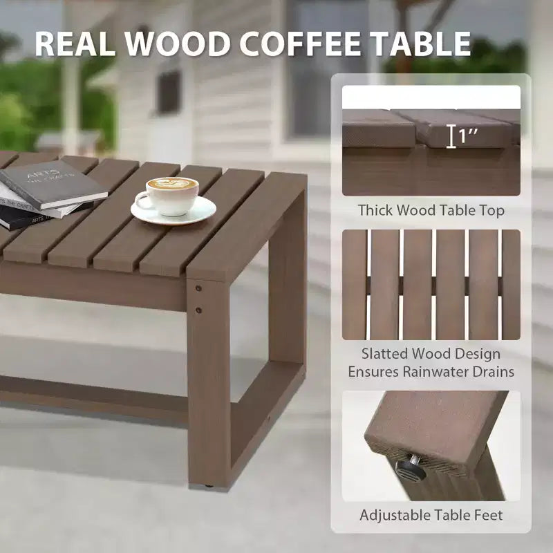 EAGLE PEAK Ensemble de conversation en cèdre naturel, mobilier de jardin avec table basse et table d'appoint