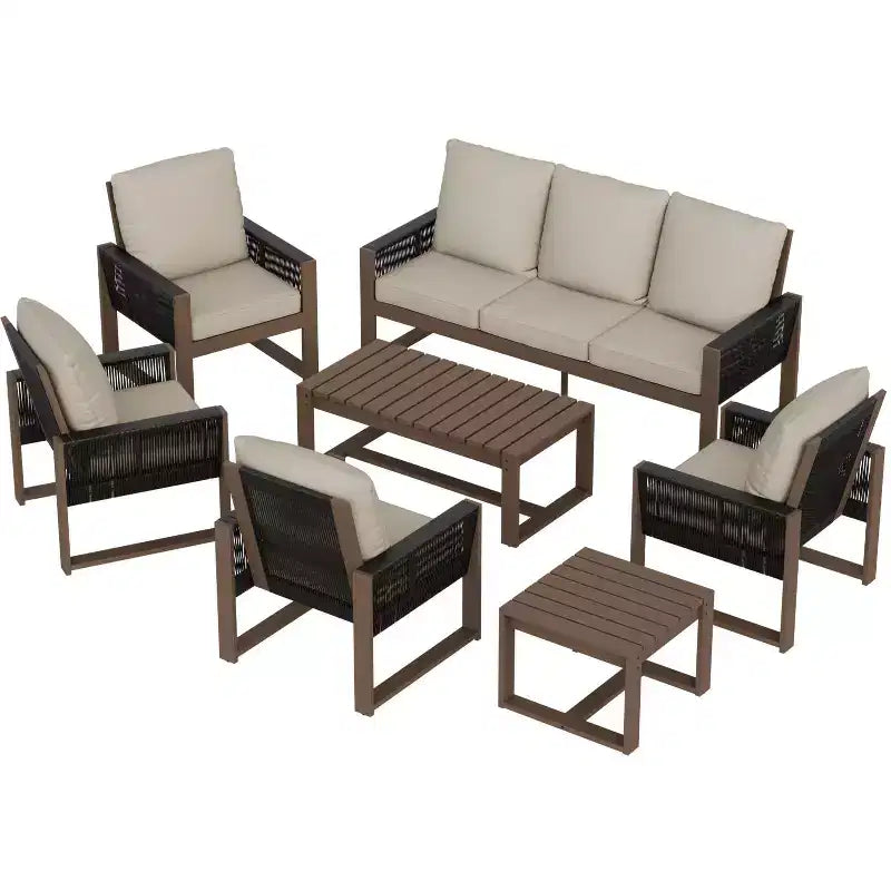 EAGLE PEAK Ensemble de conversation en cèdre naturel, mobilier de jardin avec table basse et table d'appoint