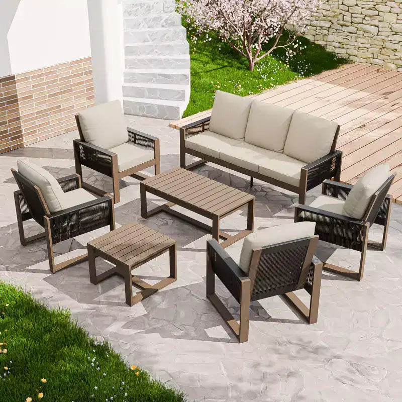 EAGLE PEAK Natural Cedar Wood Conversation Set, Outdoor Patio Furniture with Coffee Table and Side Table