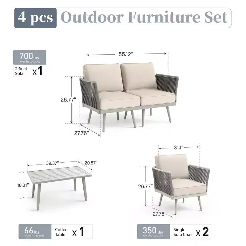 Salons de jardin en rotin tressé avec table basse Captiva Designs