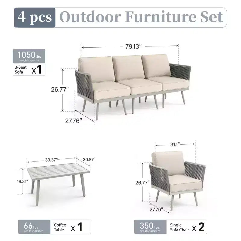 Salons de jardin en rotin tressé avec table basse Captiva Designs