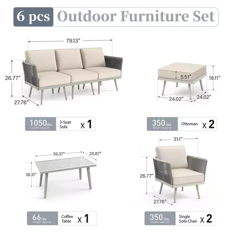 Salons de jardin en rotin tressé avec table basse Captiva Designs