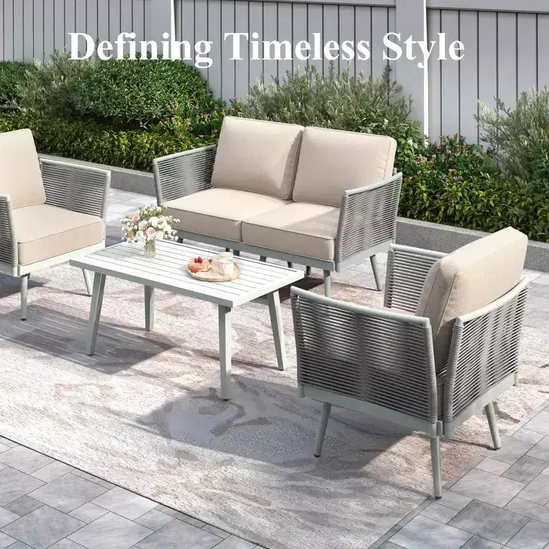 Salons de jardin en rotin tressé avec table basse Captiva Designs
